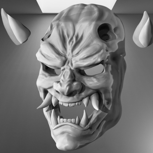 Hannya Oni Samurai Japanese Mask stl jpg