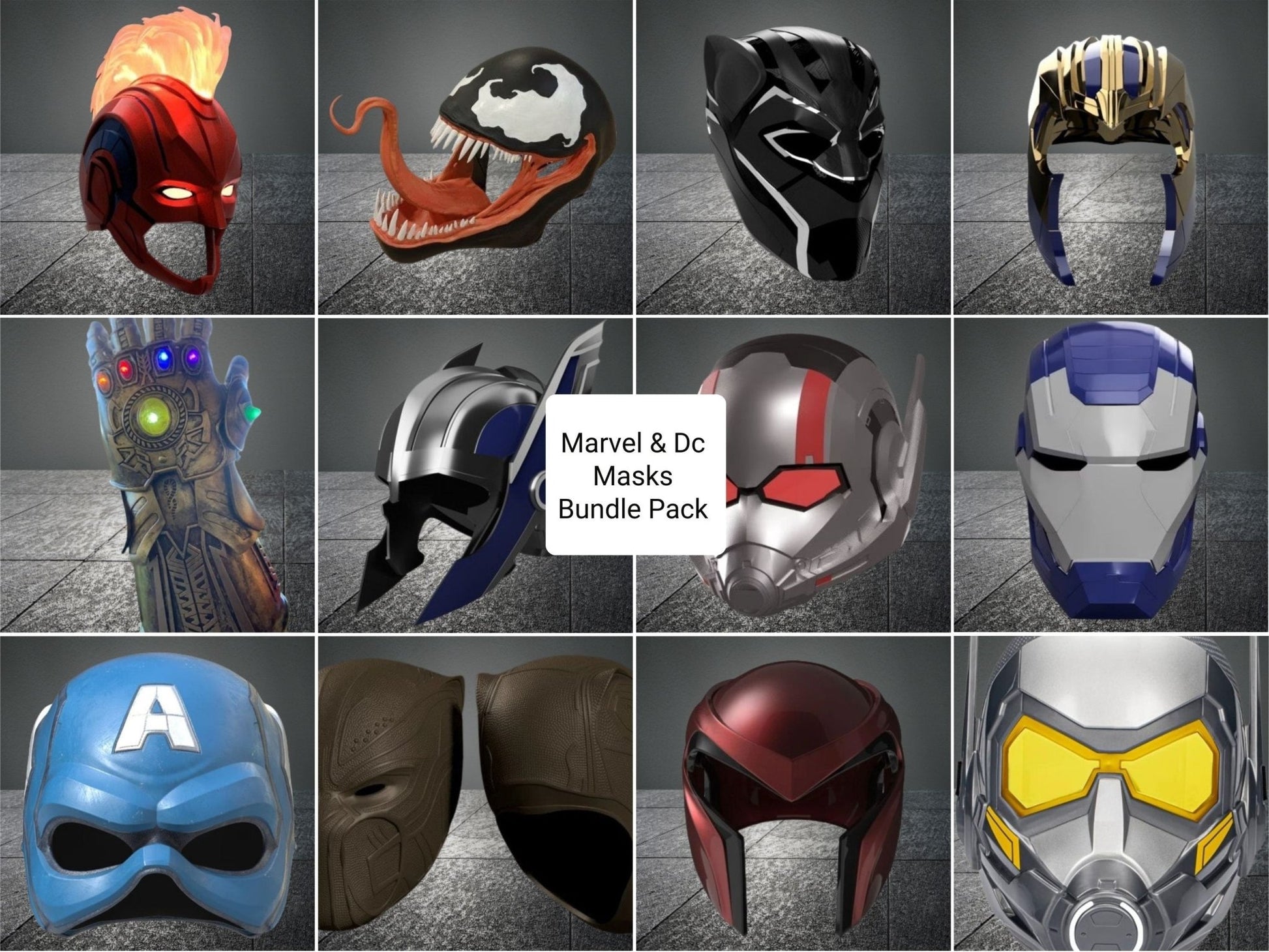 27 Mavel & Dc Masks Bundle Pack - Ironman Mask | Spiderman Mask | Venom MaskRevoxa 3D Design Lab