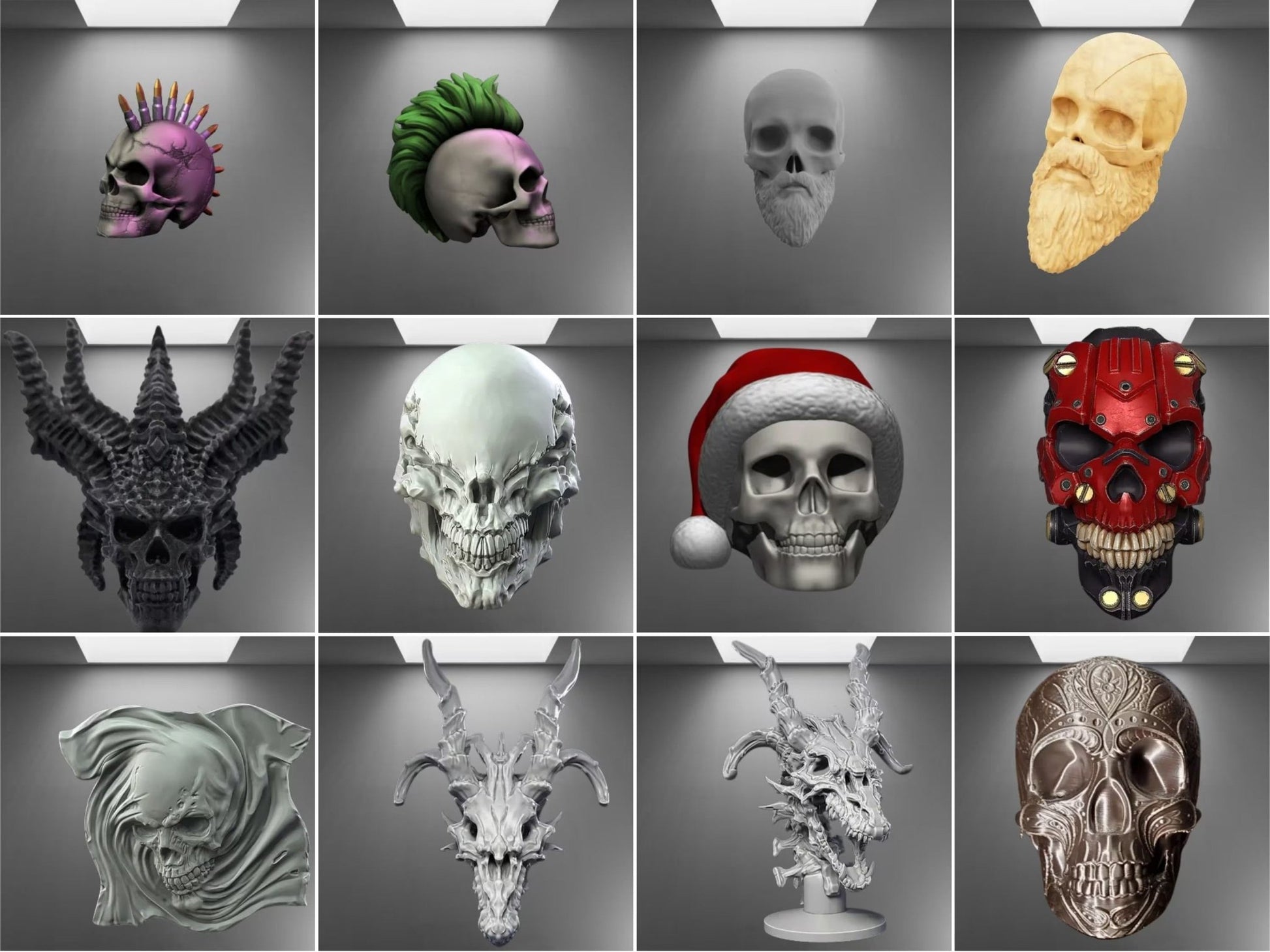 28 Pieces Halloween Skull 3D STL Bundle Pack: Spooky Collection Halloween DecorRevoxa 3D Design Lab