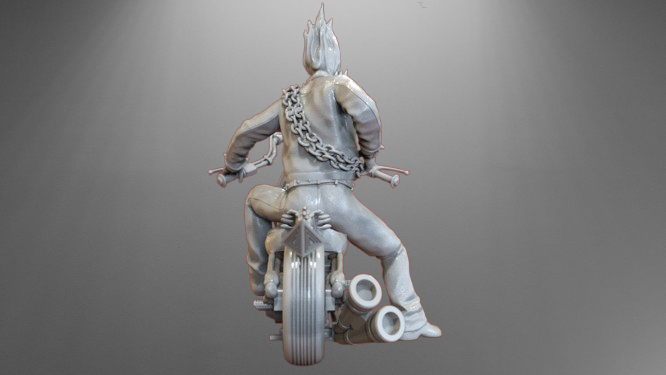 Fiery Ghost Rider with Bike stl jpg