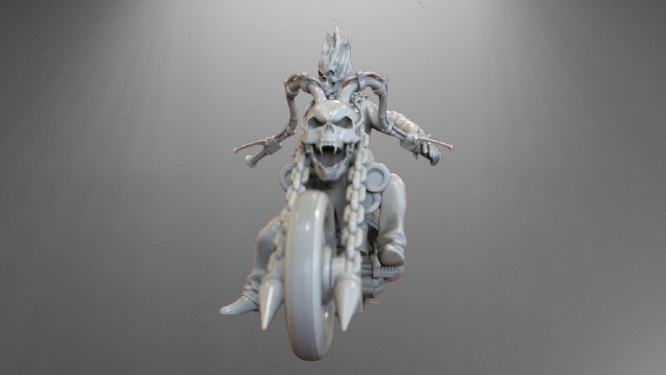 Fiery Ghost Rider with Bike stl jpg