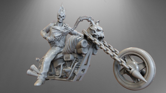 Fiery Ghost Rider with Bike stl jpg