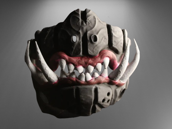 Futuristic Samurai Demon Cyber Oni Demon Mask stl jpg