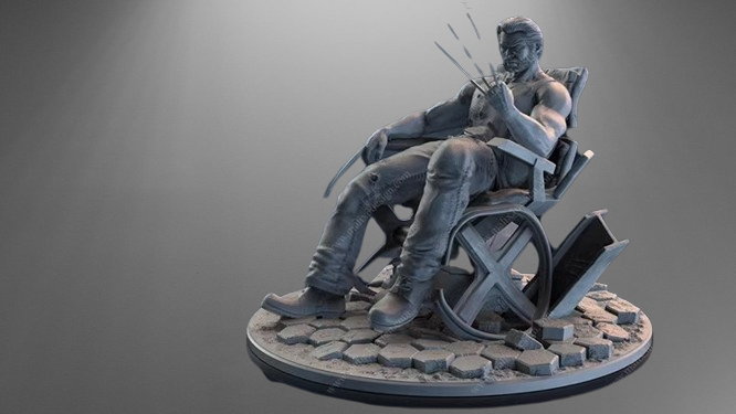 Logan Wolverine Full-Body Statue stl jpg