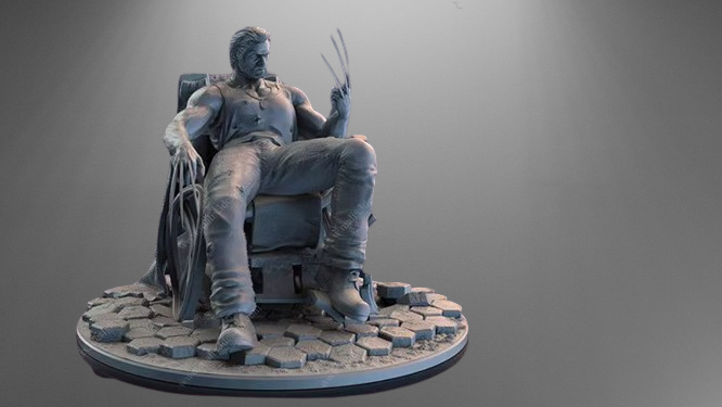 Logan Wolverine Full-Body Statue stl jpg