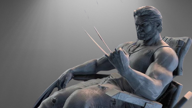 Logan Wolverine Full-Body Statue stl jpg