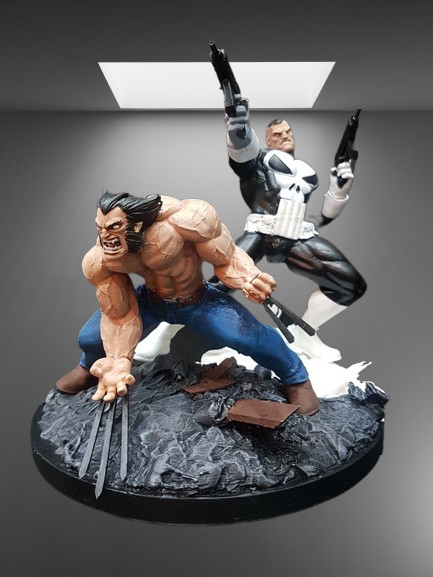 Marvel Showdown Wolverine & Punisher Diorama stl jpg