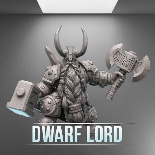 Mighty Warrior of the Mountain Realm Dwarf Lord stl jpg