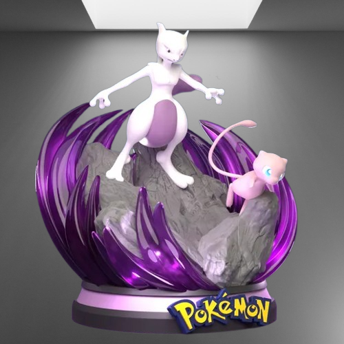 Pokémon Mew and Mewtwo stl jpg