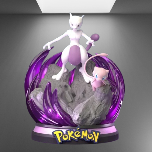 Pokémon Mew and Mewtwo stl jpg