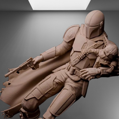 Star Wars The Mandalorian Holding Baby Yoda (Grogu) 3D Printing STL File