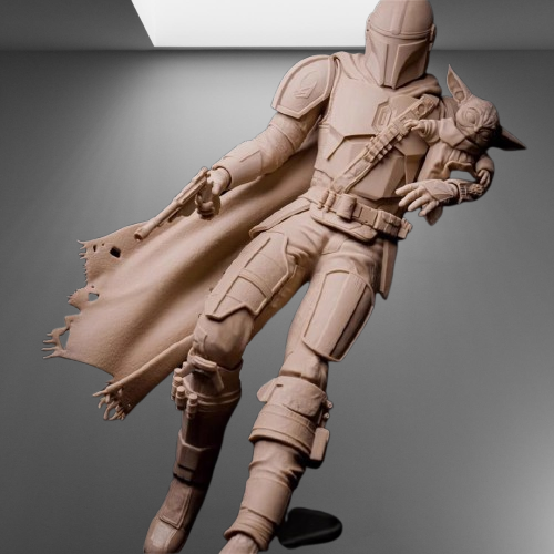 Star Wars The Mandalorian Holding Baby Yoda (Grogu) 3D Printing STL File