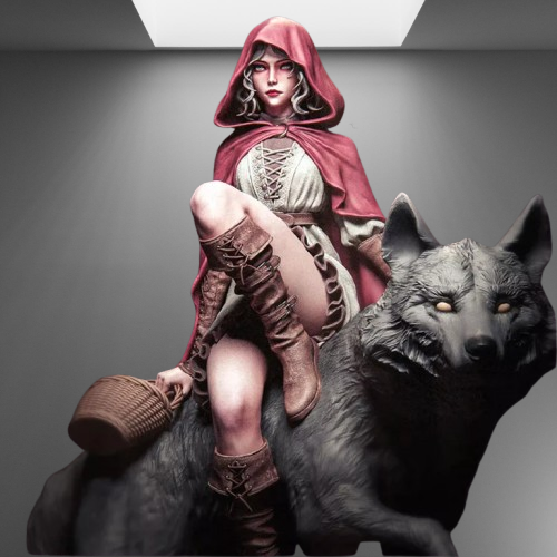 Stylized  Fairy Tale Little Red Riding Hood and Big Bad Wolf stl jpg