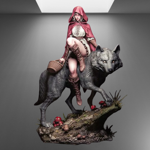 Stylized  Fairy Tale Little Red Riding Hood and Big Bad Wolf stl jpg