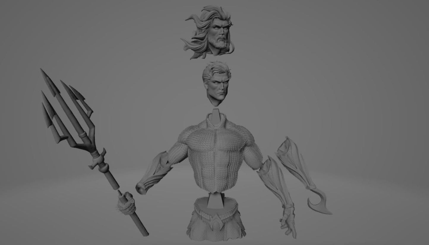 Aquaman Jason Mamoa Head Variance 3D Printing STL FileRevoxa 3D Design Lab